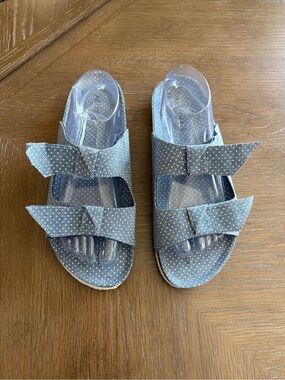 Arizona Jean Company Light Blue Polka Dot Slides